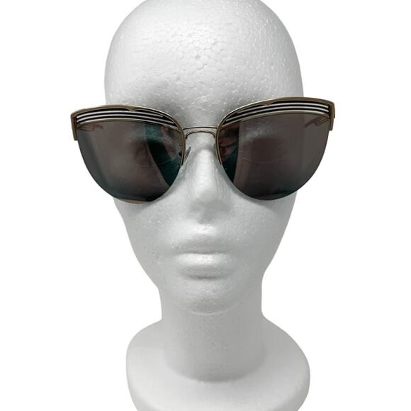 Bvlgari Bulgari Cat-Eye Rimless Mirrored Sunglasses Gold Metal w/ case - Picture 4 of 12